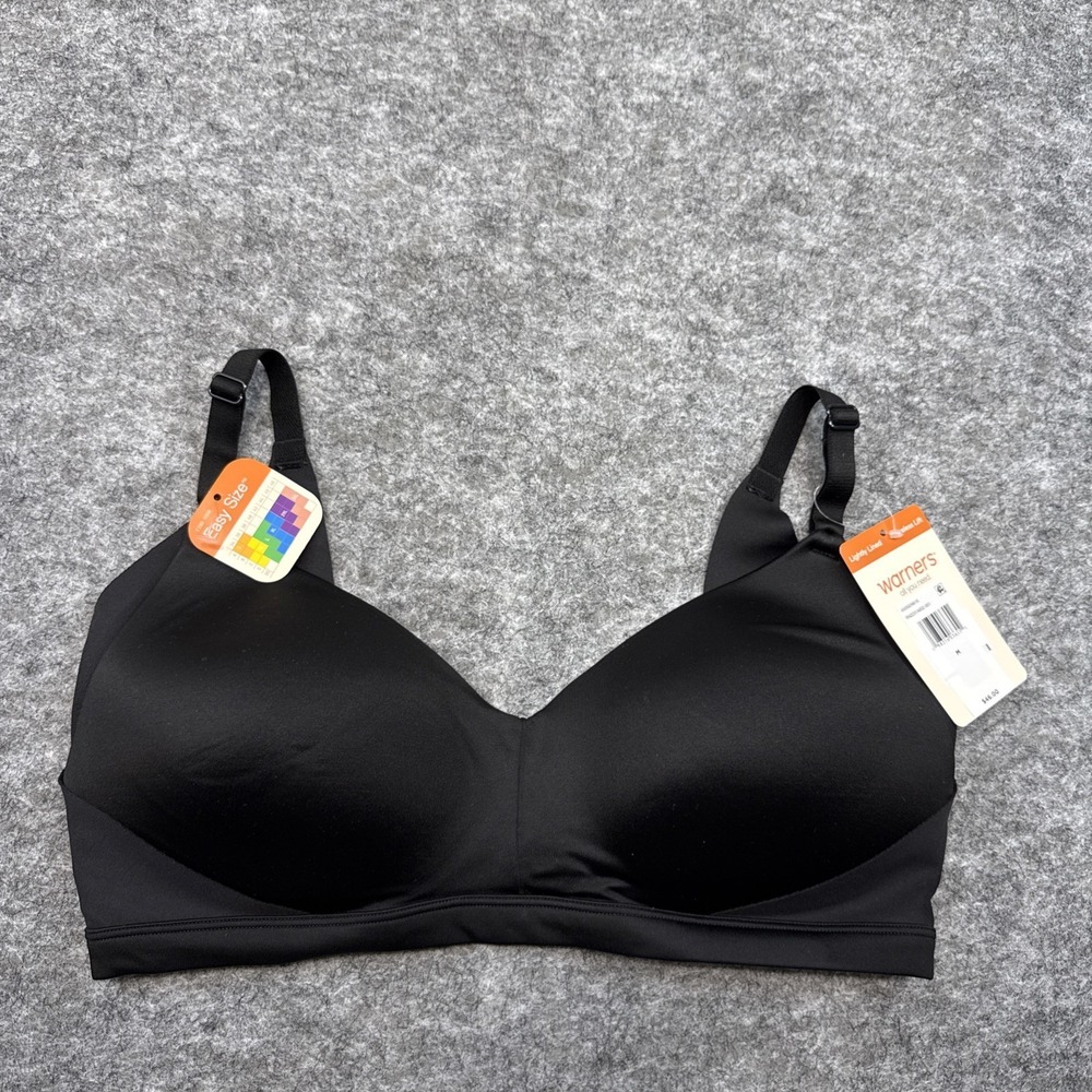 NEW Warners No Side Effects wireless lift bra womens medium black comfort smooth